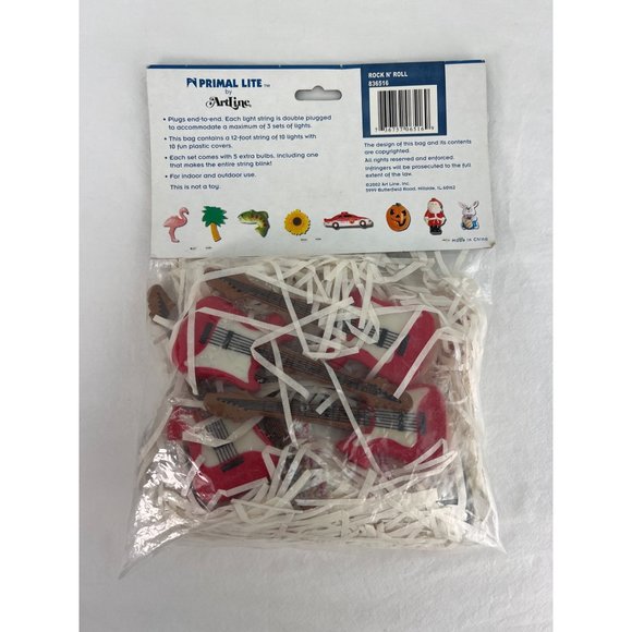 Primal Lite Rock N Roll Red Guitar String Lights 12 Foot 10 Lights New Old Stock - Picture 5 of 8